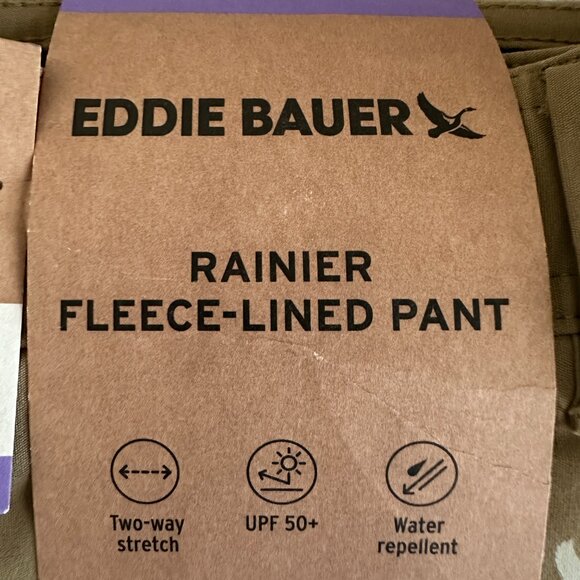 Eddie Bauer Men's Rainier Fleece Lined Pant Size 30X30 Tan Stretch Fit (NEW) - Picture 10 of 16